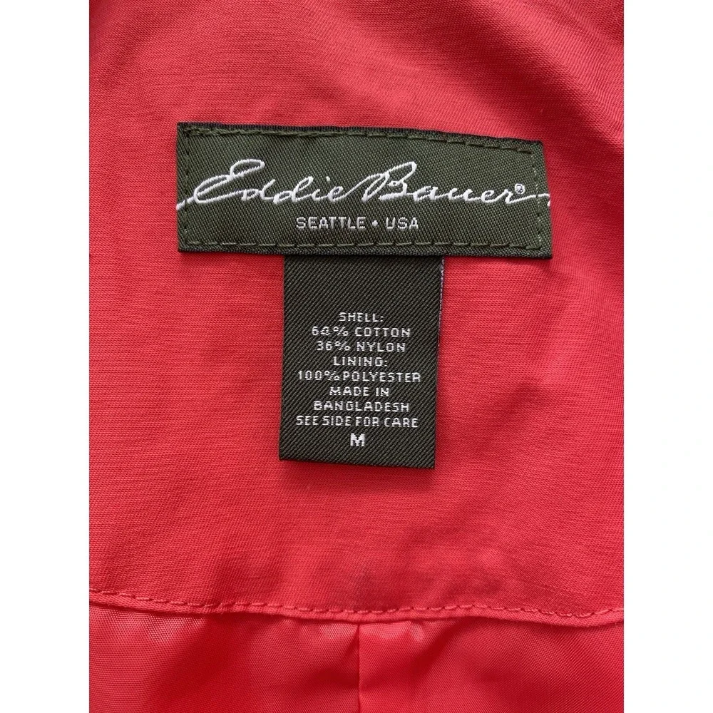 Eddie Bauer Women's M Red Cotton Nylon Blend Lined Button Up Mid-Length Coat
